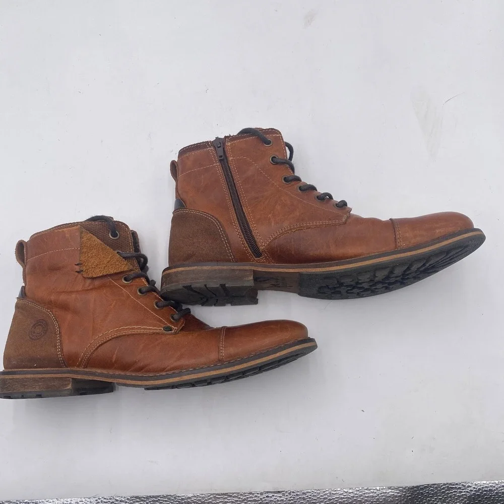 Original Style Kelden Boots Mens 8 Brown Leather Hand Crafted Side Zip Cap Toe